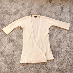 Theory Women's Cream Wrap V Neck Cashmere Cardigan Sweater Sz M